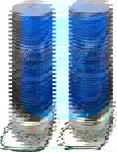 Double Flash Strobe Light: Blue, Pipe Mount, 120VAC